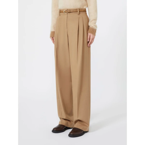 Max Mara Cocco Wool Wide-Leg Trousers in Camel | Wide leg pants | Coveti