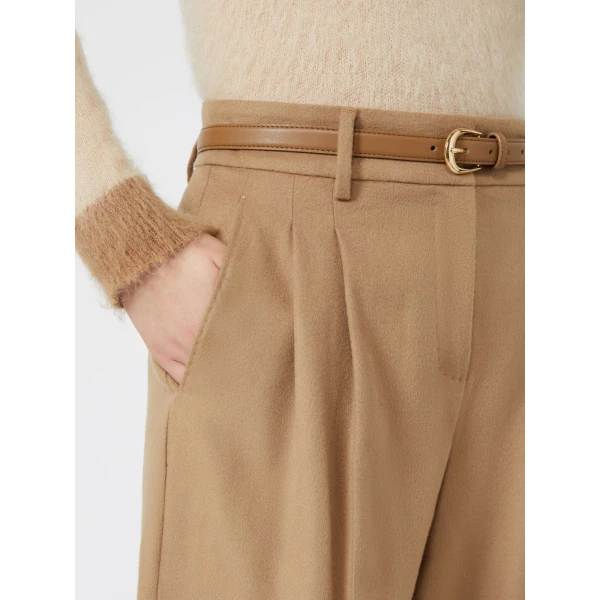 Max Mara Cocco Wool Wide-Leg Trousers in Camel | Wide leg pants | Coveti