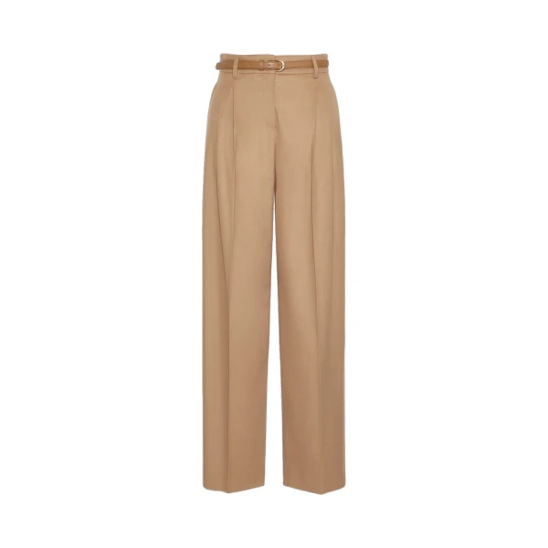 Max Mara Cocco Wool Wide-Leg Trousers in Camel | Wide leg pants | Coveti