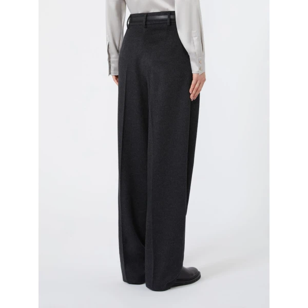 Max Mara Cocco Wool Wide-Leg Trousers in Dark Grey | Wide leg pants | Coveti