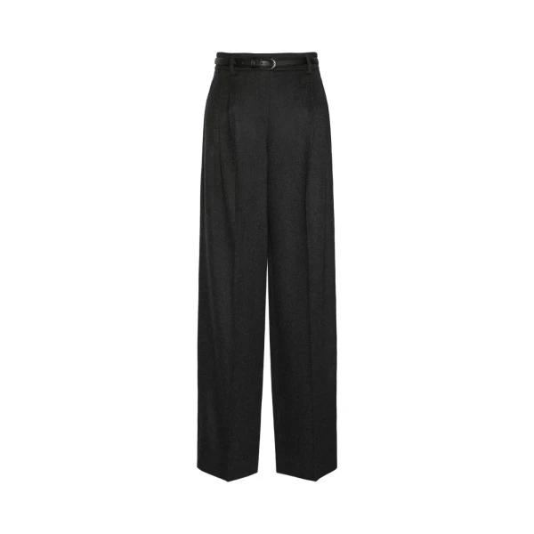 Max Mara Cocco Wool Wide-Leg Trousers in Dark Grey | Wide leg pants | Coveti