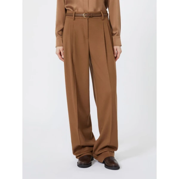 Max Mara Cocco Wool Wide-Leg Trousers in Tobacco | Wide leg pants | Coveti