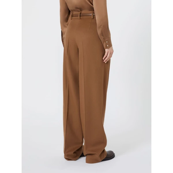 Max Mara Cocco Wool Wide-Leg Trousers in Tobacco | Wide leg pants | Coveti