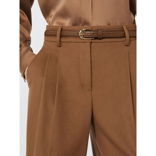 Max Mara Cocco Wool Wide-Leg Trousers in Tobacco | Wide leg pants | Coveti