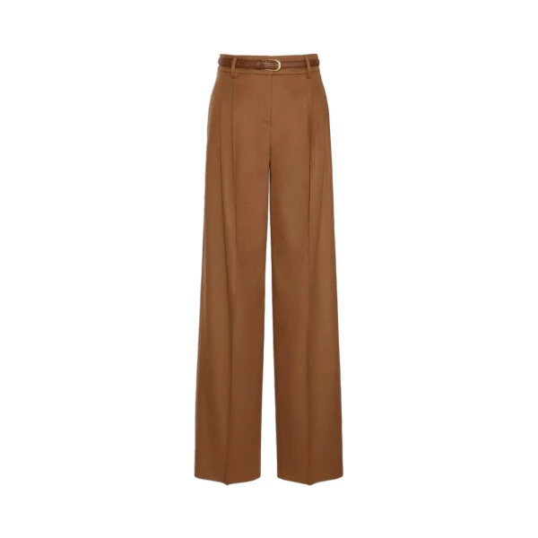 Cocco Wool Wide-Leg Trousers in Tobacco