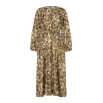 Max Mara Coccole Printed Silk Twill Dress in Khaki | Maxi Dresses | Coveti