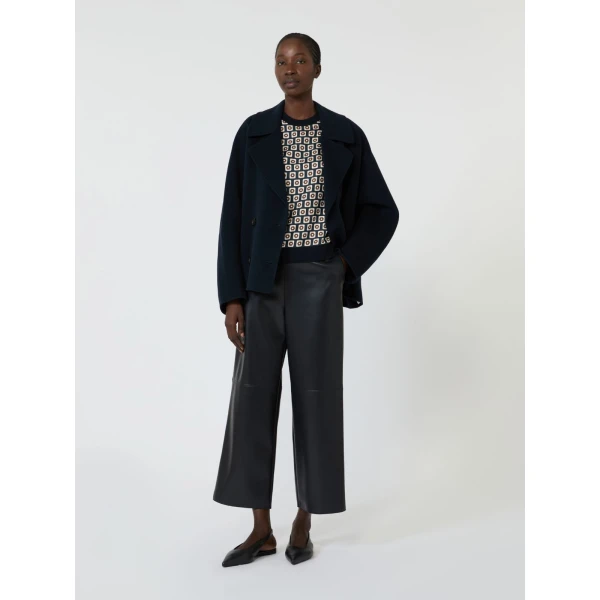 Max Mara Coccole Printed Silk and Wool Jumper in Ultramarine | Sweaters | Coveti
