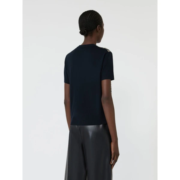 Max Mara Coccole Printed Silk and Wool Jumper in Ultramarine | Sweaters | Coveti