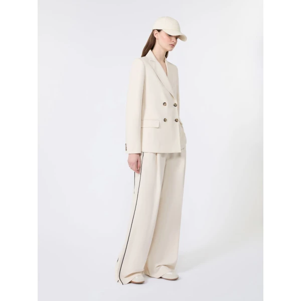 Max Mara Colibri Milano-Knit Double-Breasted Blazer in Ivory | Blazers | Coveti