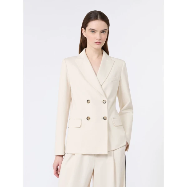 Max Mara Colibri Milano-Knit Double-Breasted Blazer in Ivory | Blazers | Coveti