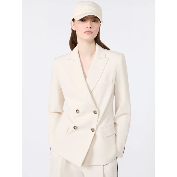 Max Mara Colibri Milano-Knit Double-Breasted Blazer in Ivory | Blazers | Coveti
