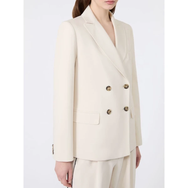 Max Mara Colibri Milano-Knit Double-Breasted Blazer in Ivory | Blazers | Coveti