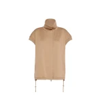 Max Mara Collana Oversized Sleeveless Wool Jersey Jacket in Camel | Blazers | Coveti