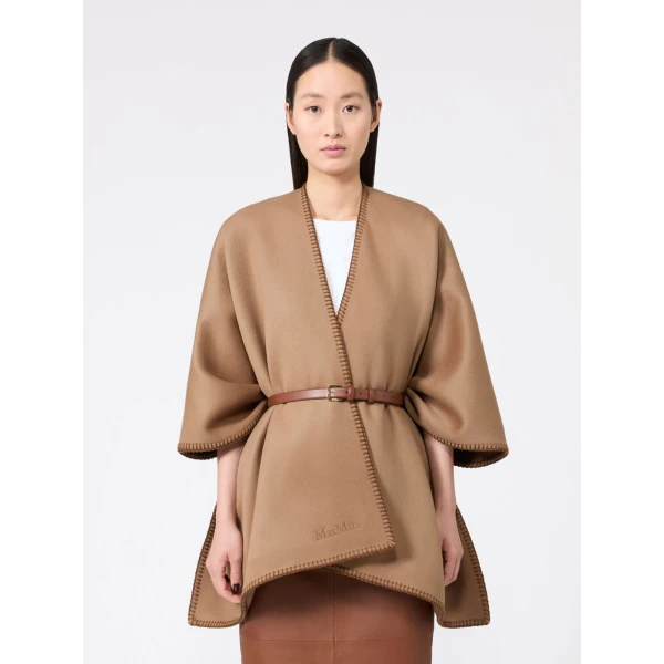 Max Mara Colomba Double Wool Broadcloth Cloak in Camel | Coats | Coveti
