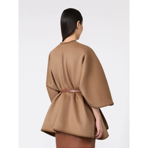 Max Mara Colomba Double Wool Broadcloth Cloak in Camel | Coats | Coveti