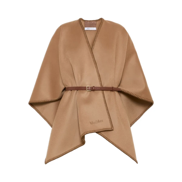 Max Mara Colomba Double Wool Broadcloth Cloak in Camel | Women | Coveti