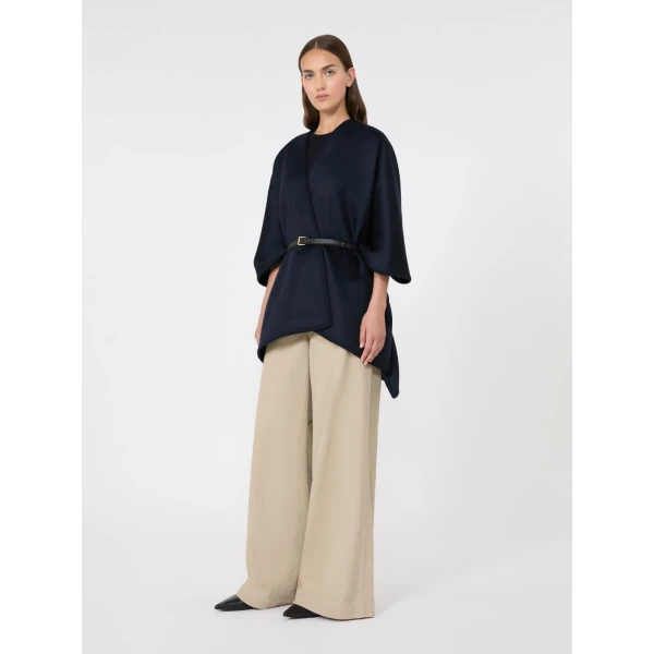 Max Mara Colomba Double Wool Broadcloth Cloak in Midnight Blue | Coats | Coveti