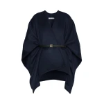 Max Mara Colomba Double Wool Broadcloth Cloak in Midnight Blue | Coats | Coveti
