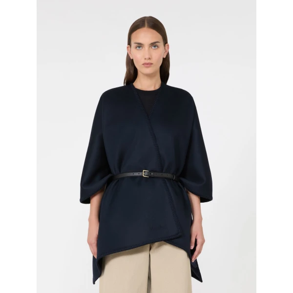 Max Mara Colomba Double Wool Broadcloth Cloak in Midnight Blue | Coats | Coveti