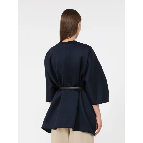 Max Mara Colomba Double Wool Broadcloth Cloak in Midnight Blue | Coats | Coveti