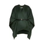Max Mara Colomba Double Wool Broadcloth Cloak in Moss Green | Coats | Coveti