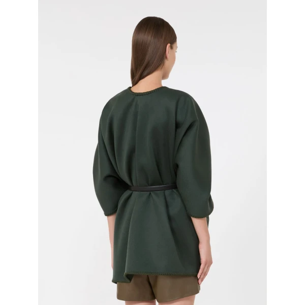 Max Mara Colomba Double Wool Broadcloth Cloak in Moss Green | Coats | Coveti