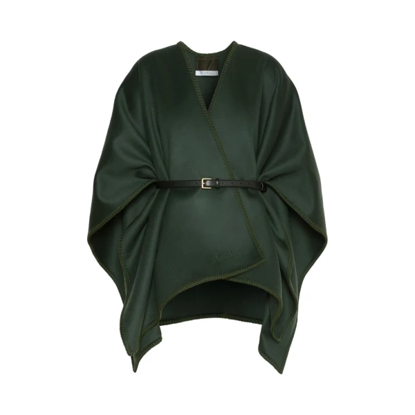 Colomba Double Wool Broadcloth Cloak in Moss Green