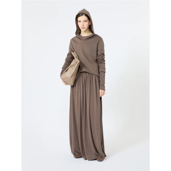 Max Mara Comica Silk-Blend Jersey Sweatshirt in Mud | Sweaters | Coveti