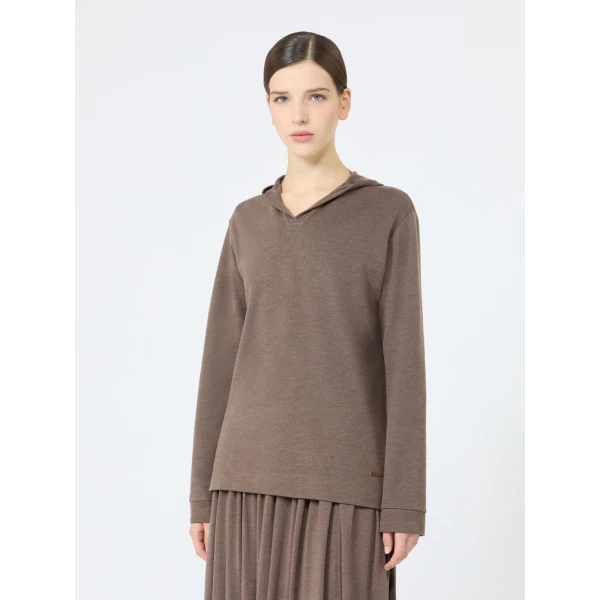 Max Mara Comica Silk-Blend Jersey Sweatshirt in Mud | Sweaters | Coveti