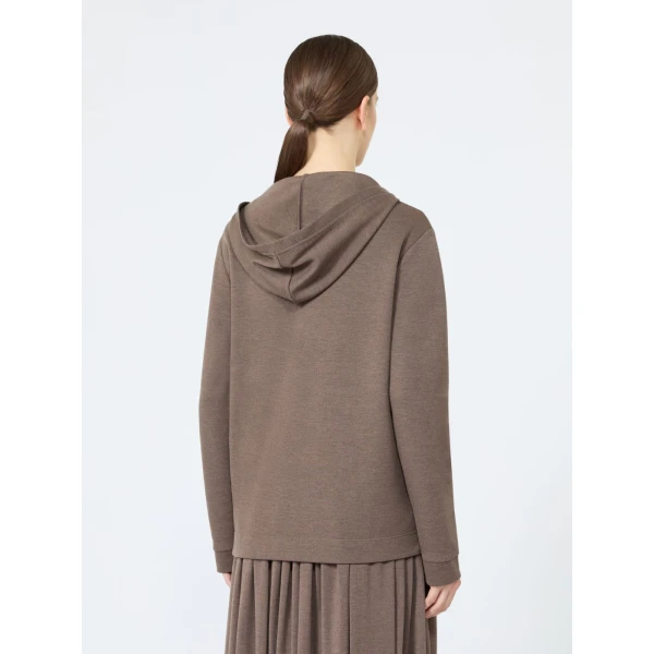 Max Mara Comica Silk-Blend Jersey Sweatshirt in Mud | Sweaters | Coveti