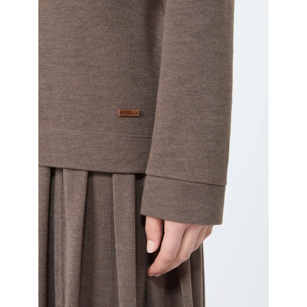 Max Mara Comica Silk-Blend Jersey Sweatshirt in Mud | Sweaters | Coveti