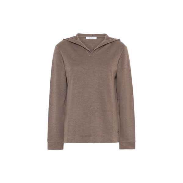 Max Mara Comica Silk-Blend Jersey Sweatshirt in Mud | Sweaters | Coveti