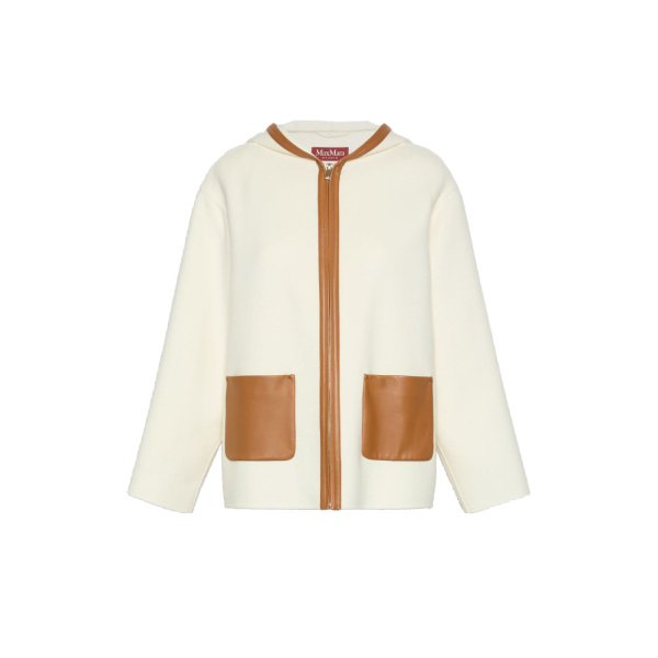 Max Mara Comica Wool, Silk and Cashmere Hooded Coat in White | Wool Coat | Coveti