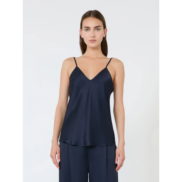 Max Mara Comma Envers Satin Camisole in Midnight Blue | Camisoles | Coveti