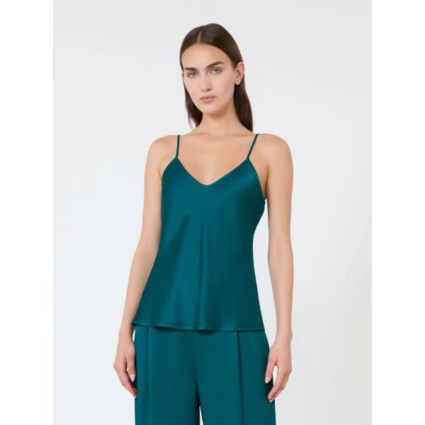 Max Mara Comma Envers Satin Camisole in Oil Green | Camisoles | Coveti