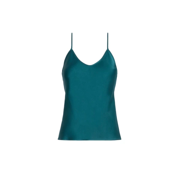 Max Mara Comma Envers Satin Camisole in Oil Green | Camisoles | Coveti