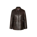 Max Mara Como Leather Biker Jacket in Dark Brown | Leather Jackets | Coveti
