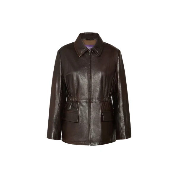 Max Mara Como Leather Biker Jacket in Dark Brown | Leather Jackets | Coveti