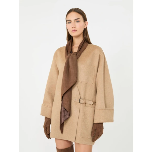 Max Mara Comune Suede Scarf in Brown | Scarves | Coveti
