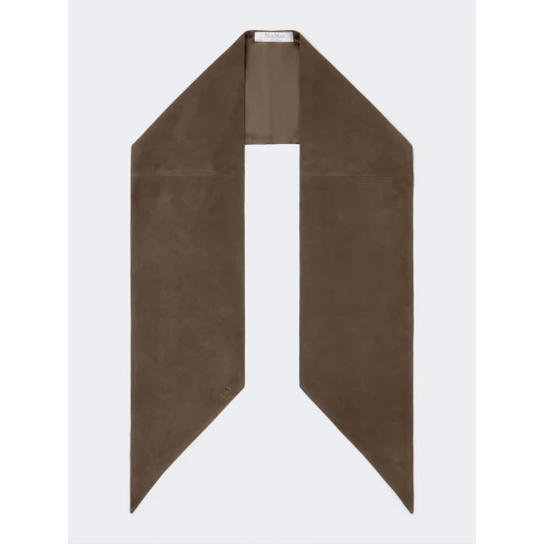 Max Mara Comune Suede Scarf in Dark Brown | Scarves | Coveti