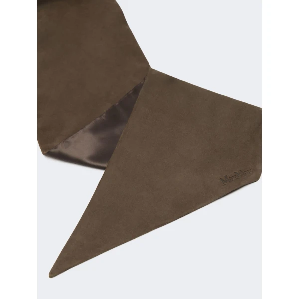 Max Mara Comune Suede Scarf in Dark Brown | Scarves | Coveti