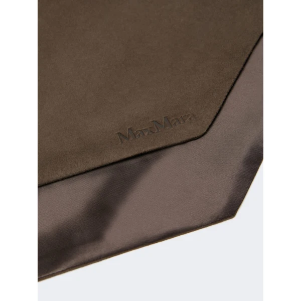 Max Mara Comune Suede Scarf in Dark Brown | Scarves | Coveti
