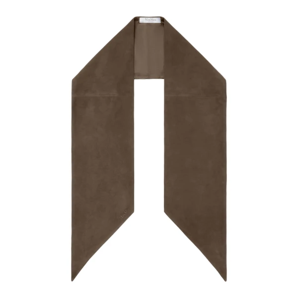 Max Mara Comune Suede Scarf in Dark Brown | Scarves | Coveti