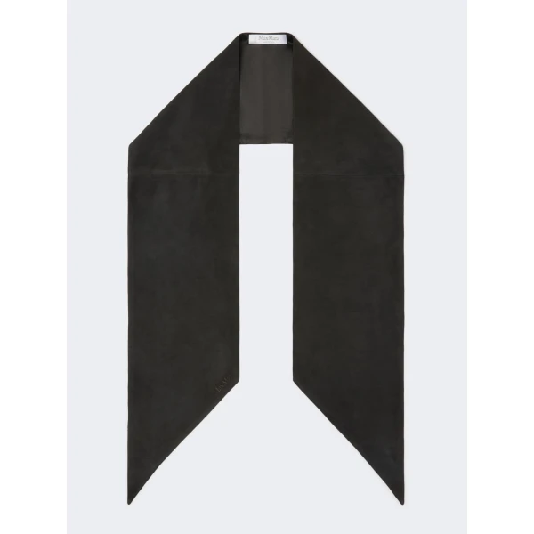 Max Mara Comune Suede Scarf in Medium Grey | Scarves | Coveti