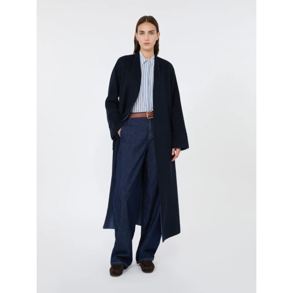 Max Mara Conico Barrel-Leg Denim Trousers in Navy | Denim | Coveti