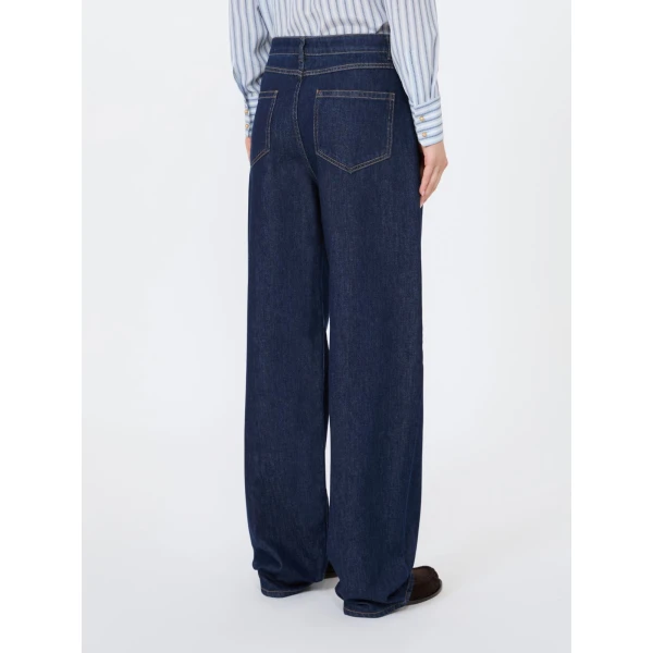Max Mara Conico Barrel-Leg Denim Trousers in Navy | Denim | Coveti