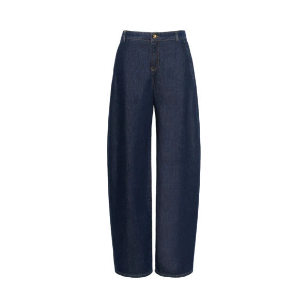 Conico Barrel-Leg Denim Trousers in Navy
