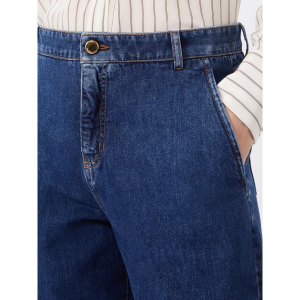 Max Mara Conico Barrel-Leg Denim Trousers in Navy Style 2 | Denim | Coveti