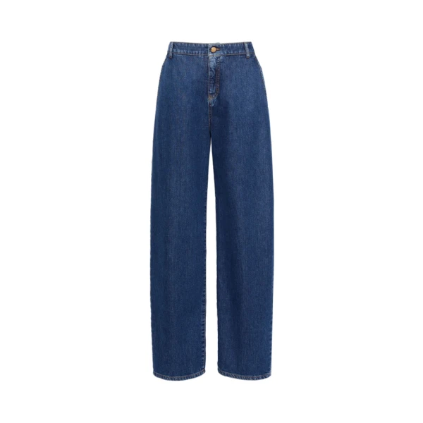Max Mara Conico Barrel-Leg Denim Trousers in Navy Style 2 | Denim | Coveti