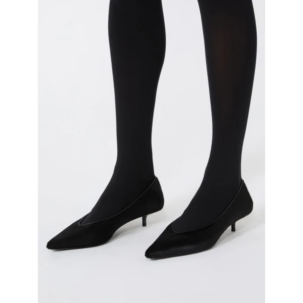 Max Mara Cono Haircalf Low Court Shoes in Black | Heels | Coveti